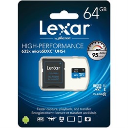 Lexar 64GB microSDHC UHS-I High Speed 633x with Adapter (Class 10)